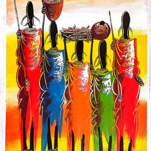 African Maasai village life - colorful traditional painting