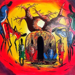 African traditional painting - Maasai&Baobab collection