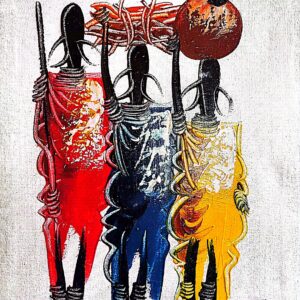 African Maasai village life - colorful traditional painting