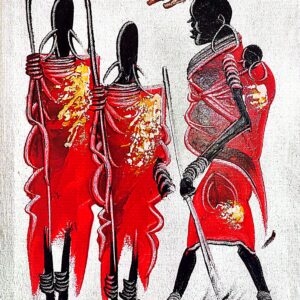 African traditional painting Maasai life