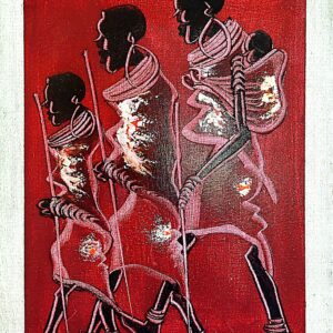 African traditional painting Maasai life