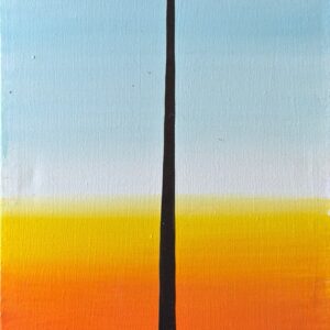 Sunset Horizon – Minimalist African Silhouette Painting