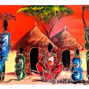 African traditional painting Maasai life and colorful traditional painting Art