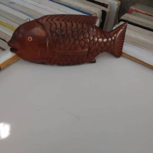 Hand-carved wooden fish ornament