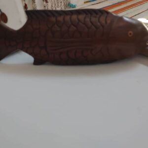 Hand-carved wooden fish ornament