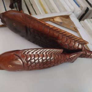Hand-carved wooden fish ornament
